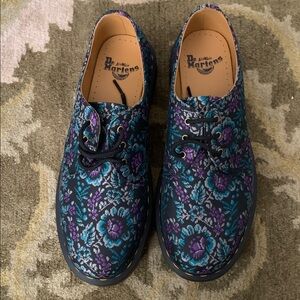Dr. Martens Blue and Purple Floral Lace-Up Shoes